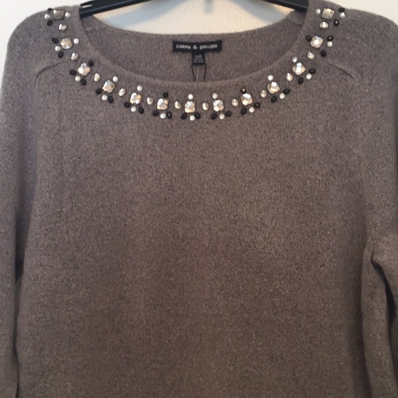 Jewel Embellished Neck Sweater 